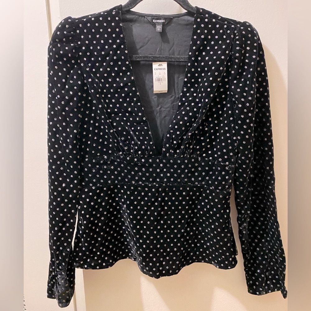 NWT, Express, Velvet with silver Polka dots